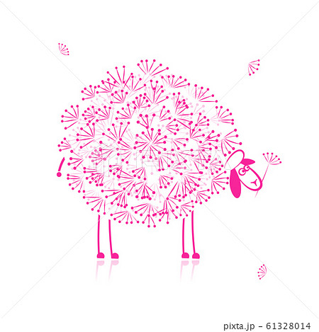 Funny pink sheep, sketch for your design Funny pink sheep, sketch for your design 61328014