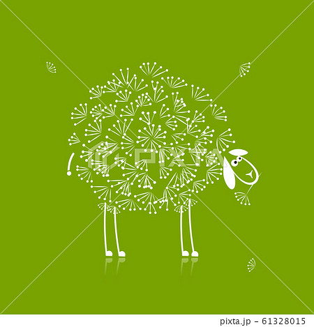 Funny white sheep, sketch for your design 61328015