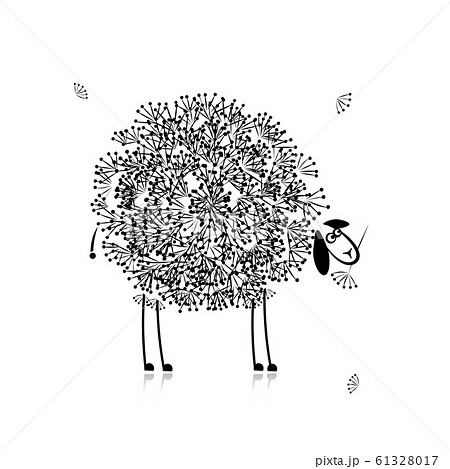 Funny sheep, sketch for your design 61328017