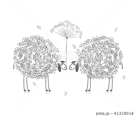 Two funny sheeps, sketch for your design 61328018