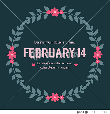 Ornament leaf and peach floral frame, for 14 February poster decoration pattern of elegant. Vector 61329340