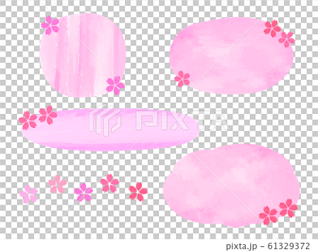 Cherry blossom frame set watercolor texture Cherry blossom frame set watercolor texture 61329372