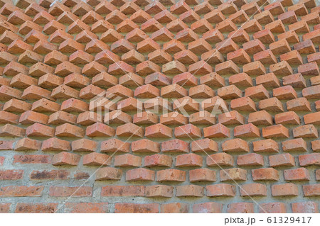 Red brick wall Texture Design. Empty red brick Background for Presentations and Web Design. A Lot of Space for Text Composition art image, website, magazine or graphic for design 61329417