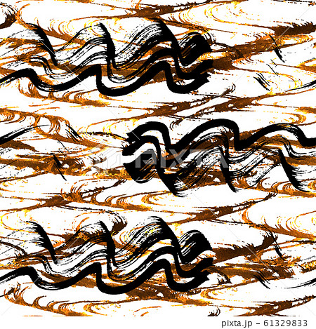 Vector seamless pattern design with gold and black brush textured srtokes on white background. Vector seamless pattern design with gold and black brush textured srtokes on white background. 61329833