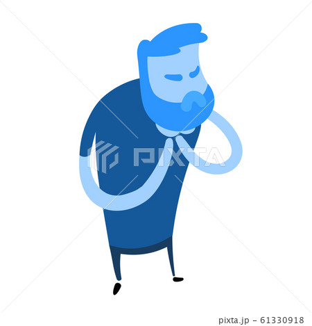 Man having difficulty breathing. Flat design icon. Flat vector illustration. Isolated on white background. 61330918