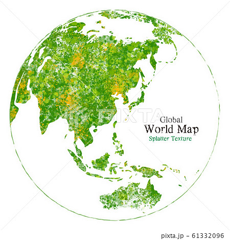 おしゃれな世界地図 地球 絵の具の飛沫 スパッタリングテキスチャーのイラスト素材