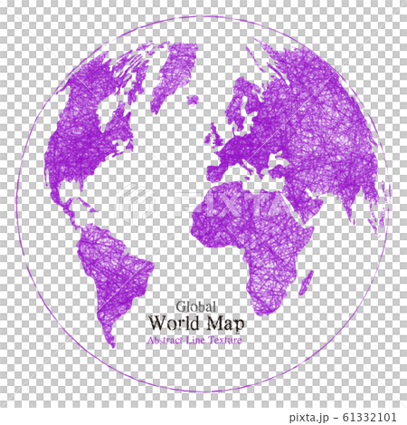 幾何学的ラインパターンのおしゃれな世界地図、地球 61332101