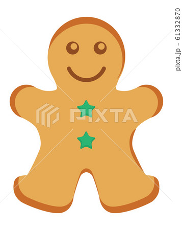 緑のボタンのかわいいジンジャーブレッドマン 61332870