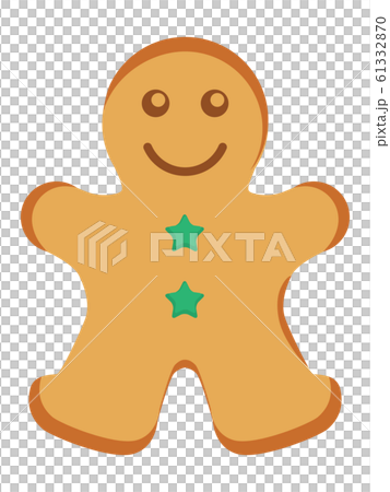 緑のボタンのかわいいジンジャーブレッドマン 61332870