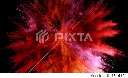 Explosion of colored powder isolated on black 61334615