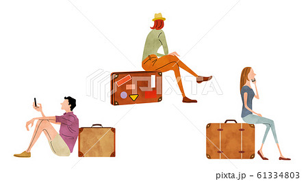 イラスト素材 旅行 休暇 男性と女性のイラスト素材