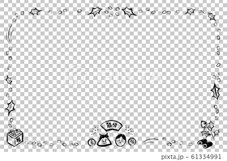 Setsubun框架sumi-e一筆(黑白) Setsubun框架sumi-e一筆(黑白) 61334991