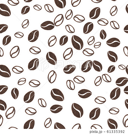 Abstract coffee beans on white background. Seamless pattern. 61335392