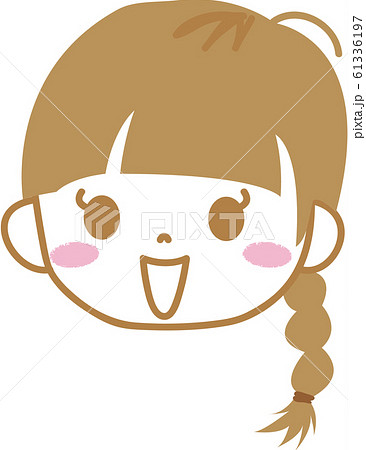 ぱっつん女の子 笑顔正面髪型三つ編みのイラスト素材