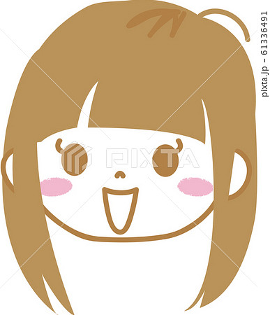 ぱっつん女の子 笑顔正面髪型ボブのイラスト素材