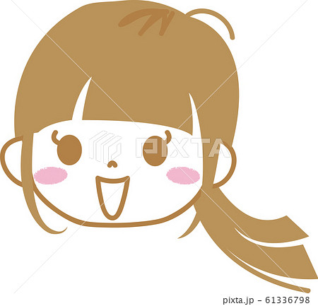 ぱっつん女の子 笑顔正面髪型ボブのイラスト素材 61336798 Pixta
