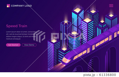 Speed train electric subway isometric landing page 61336800