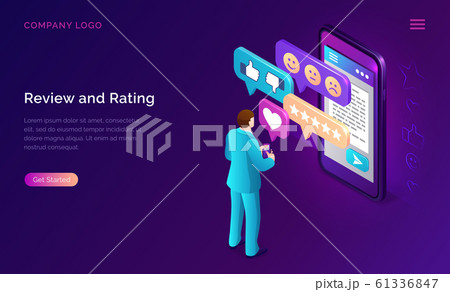 Review and rating isometric landing page banner Review and rating isometric landing page banner 61336847