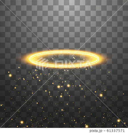 Golden halo angel ring. Isolated on black transparent background, vector illustration 61337571