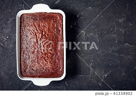 chocolate sponge cake in a baking dish 61338902