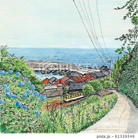 風景画 海辺の村 絵画 海辺の村のイラスト素材 [61339349] - PIXTA