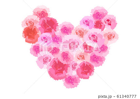 ハート型に配置したカーネーションの花束のイラスト素材