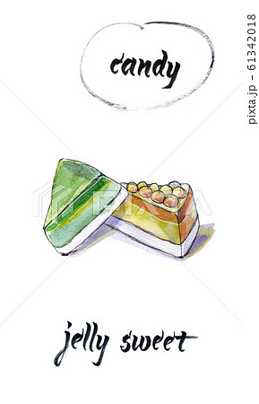 Colored yummy marmalade candy, watercolor hand drawn, illustration Colored yummy marmalade candy, watercolor hand drawn, illustration 61342018