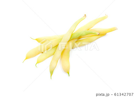Fresh young pods of beans with beans on white Fresh young pods of beans with beans on white 61342707