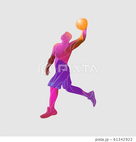 Basketball Player Slam Dunk Color Vector のイラスト素材