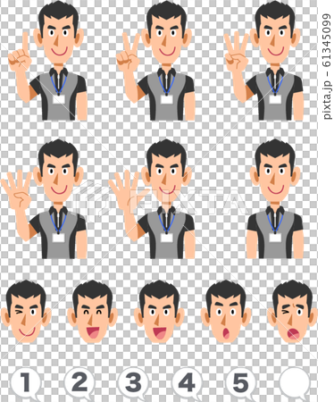 Fitness club instructor man counting numbers with fingers 61345099