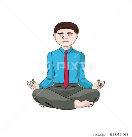 Businessman (man, boy) sits in a yoga pose. Vector 61345463