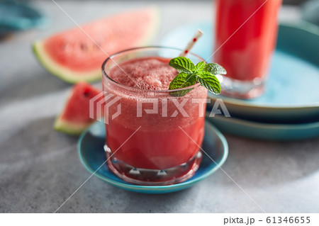 Refreshing watermelon smoothie in the glasses. Refreshing watermelon smoothie in the glasses. 61346655