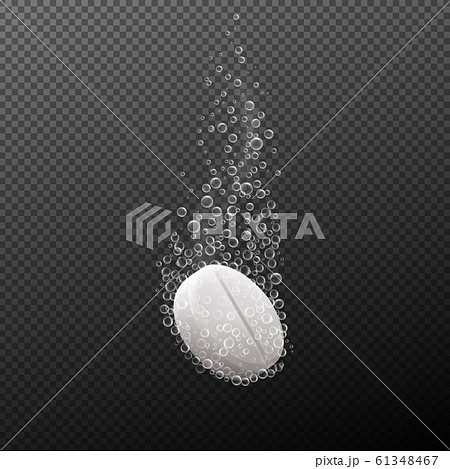 Effervescent or soluble pill with bubbles Effervescent or soluble pill with bubbles 61348467