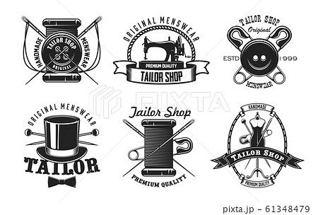 Tailor Sewing Machine Button And Needle Iconsのイラスト素材