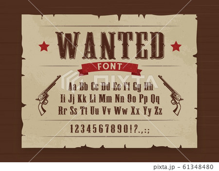 Wild West Wanted Font Poster With Lettersのイラスト素材