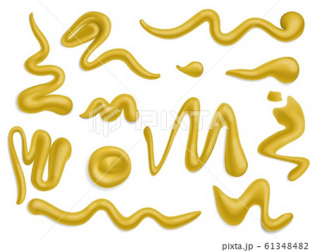 Mustard drops, spills and splashes. Food 61348482