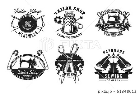 Tailor shop, dressmaker, tailoring, sewing icons 61348613