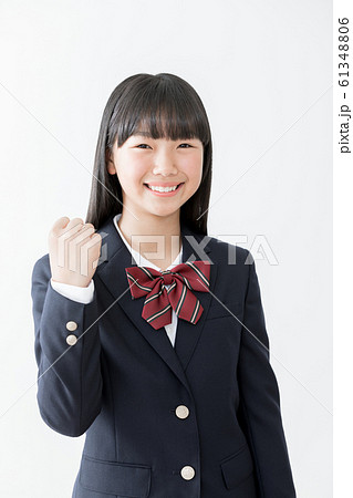 中学生 高校生 女性 ブレザー ガッツポーズ 中学生 高校生 女性 ブレザー ガッツポーズ 61348806