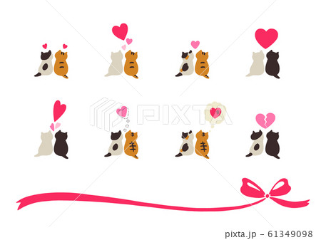 猫とハートのセット 61349098