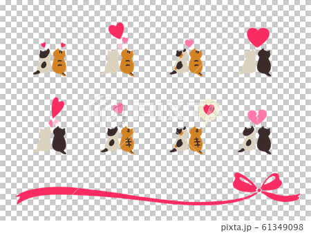 猫とハートのセット 61349098