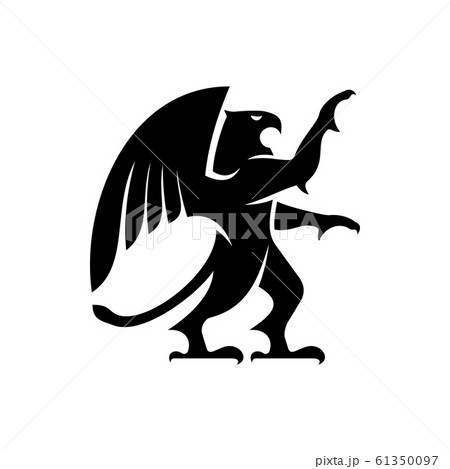 Winged Griffin Isolated Mythical Beast Silhouetteのイラスト素材