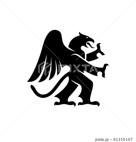 Dragon Gryphon Isolated Heraldic Animal Silhouetteのイラスト素材