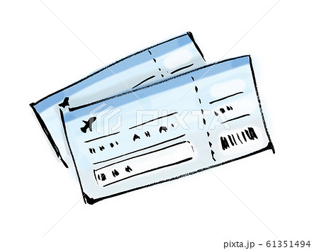 チケット 飛行機 飛行機チケット エアープレイン 切符 スカイチケット トラベル 旅行 出張 のイラスト素材