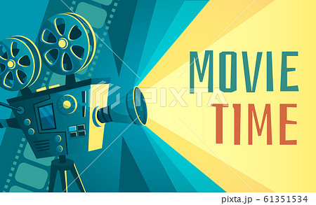 Movie Time Poster Vintage Cinema Film のイラスト素材