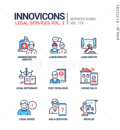 Legal services - line design style icons set 61352381