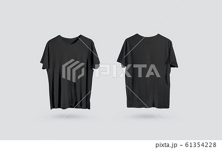 Blank black t-shirt front and back side view, design mockup 61354228