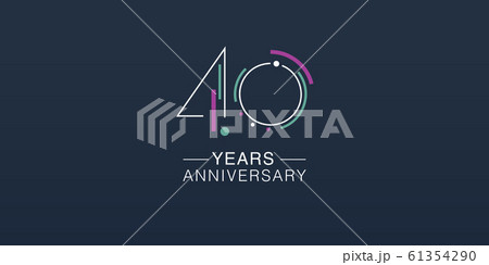 40 years anniversary vector icon, logo. Neon graphic number 61354290