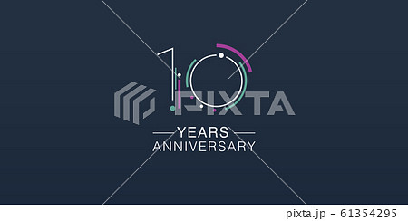 10 years anniversary vector icon, logo. Neon graphic number 10 years anniversary vector icon, logo. Neon graphic number 61354295