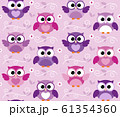 Seamless cute colourfull owl kids pattern background. Vector. 61354360