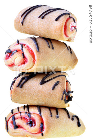 Cookies rolls with strawberry jam and chocolate 61354799